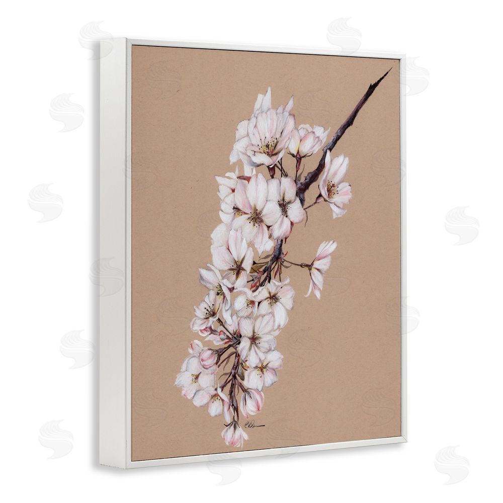 Cady Driver Delicate Spring Apple Blossoms White Framed Giclee Wall Art Print