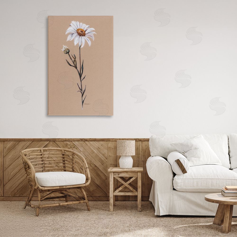 Cady Driver Daisy Sprout on Tan Canvas Art on Wall