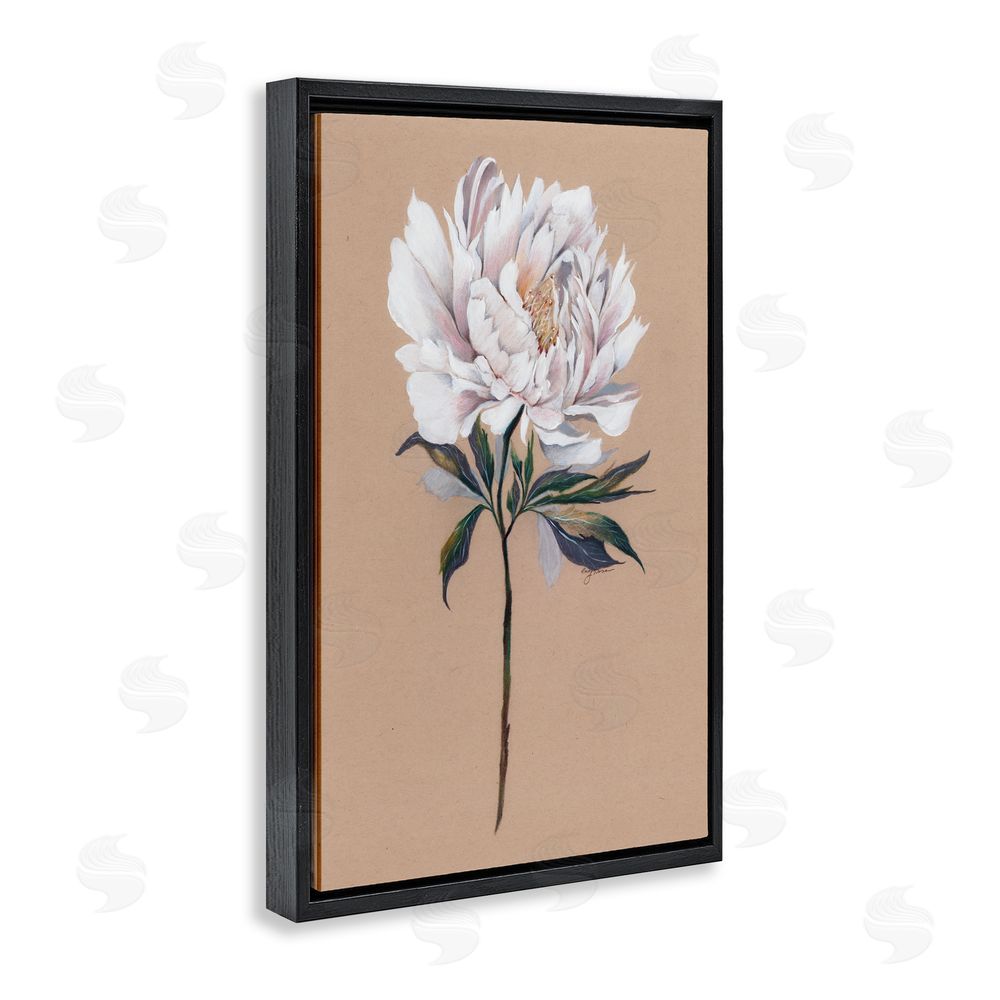 Cady Driver White Flower Branch Black Floating Frame Canvas Wall Art Print