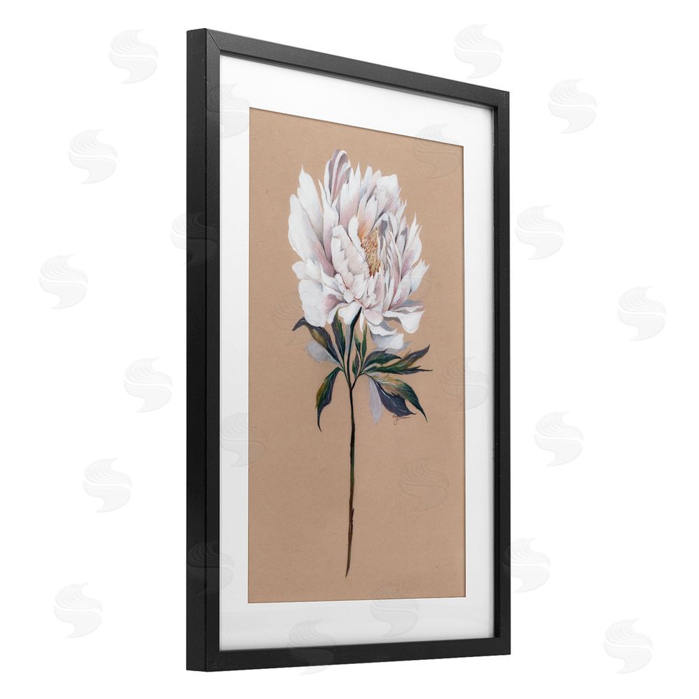 Cady Driver White Flower Branch Black Framed Print Under Glass with White Mat Wall Art