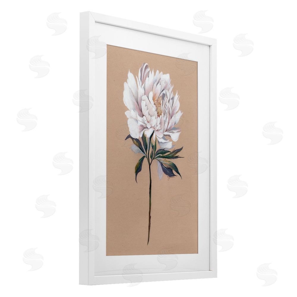 Cady Driver White Flower Branch White Framed Print Under Glass with Mat Wall Art