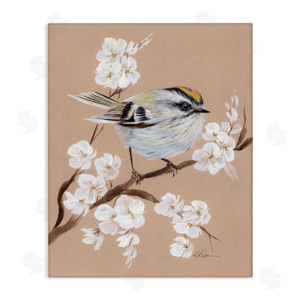 Cady Driver Apple Blossom Branch with Bird Canvas Wall Art Print