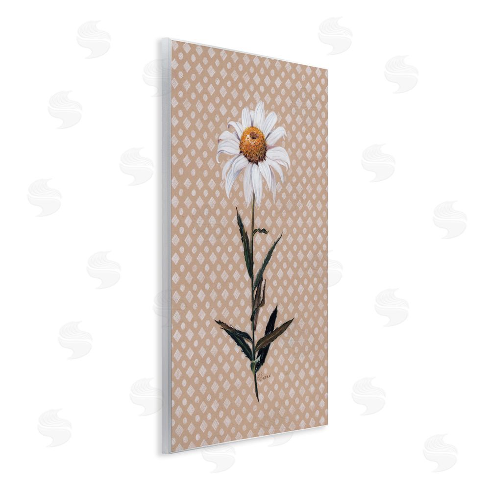 Cady Driver Daisy Sprig over Neutral Geometric Wall Plaque Art Print