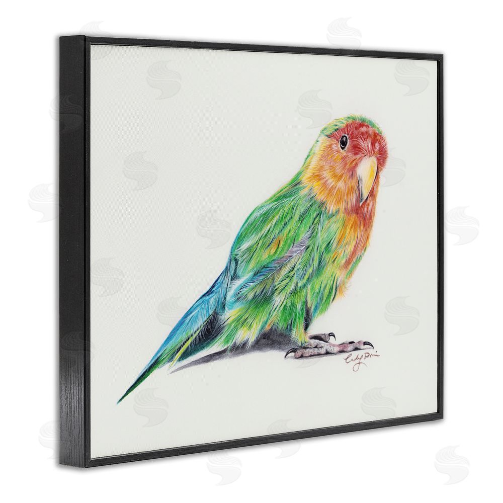 Cady Driver Rainbow Gradient Parakeet Black Framed Giclee Wall Art Print
