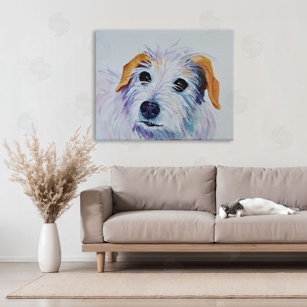 Tatiana Roberts White Terrier Dog Portrait Canvas Art on Wall