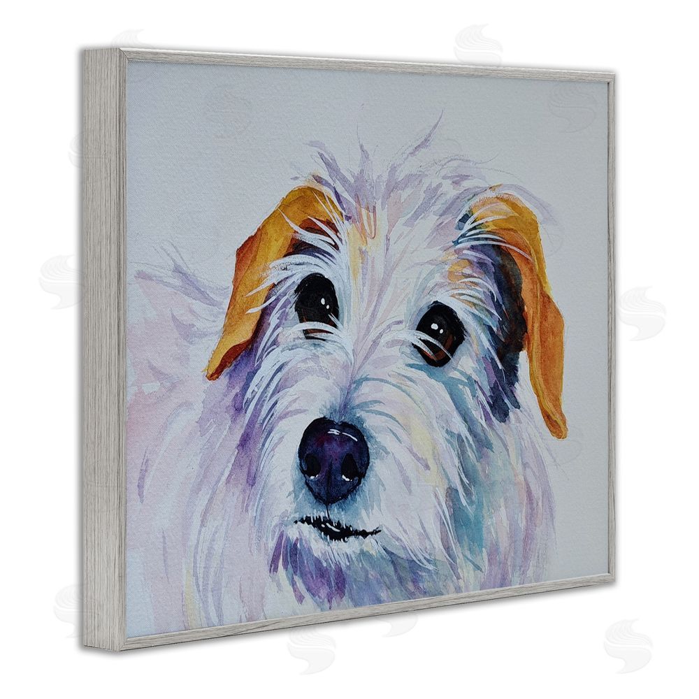 Tatiana Roberts White Terrier Dog Portrait Gray Framed Giclee Wall Art Print