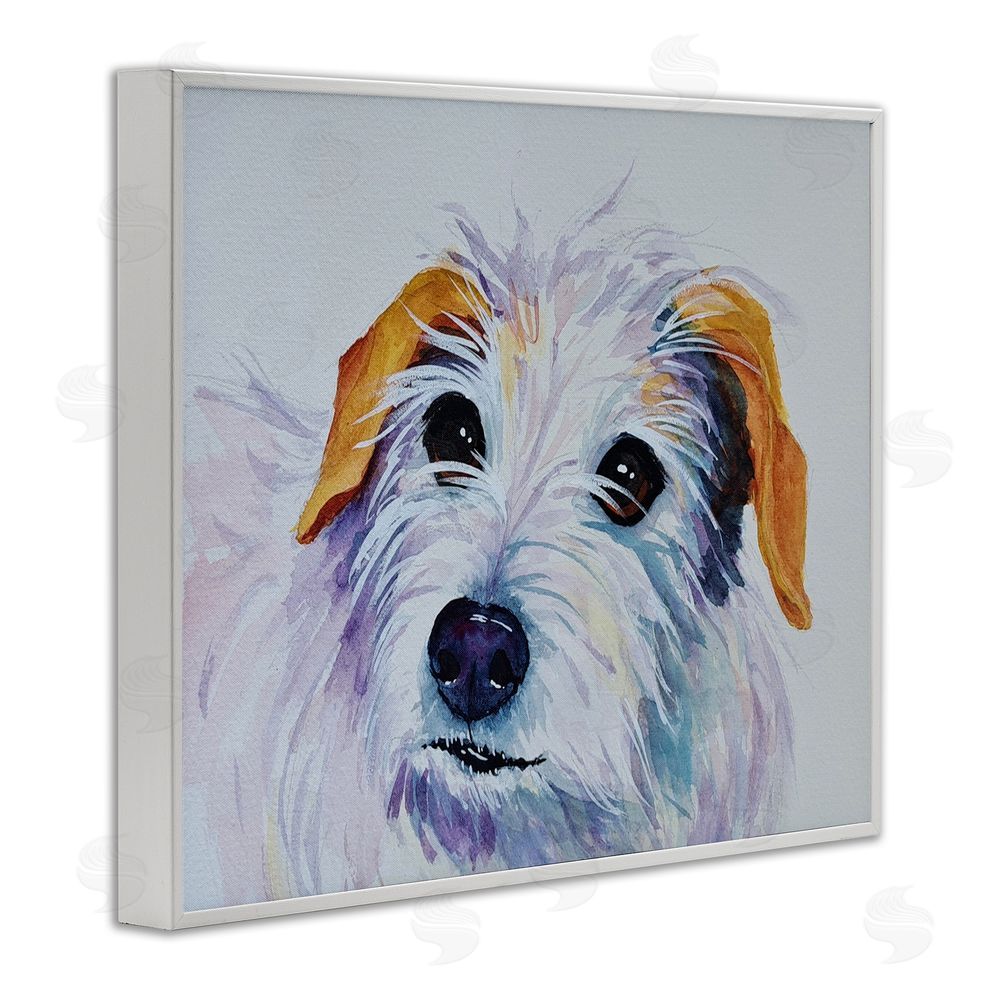 Tatiana Roberts White Terrier Dog Portrait White Framed Giclee Wall Art Print