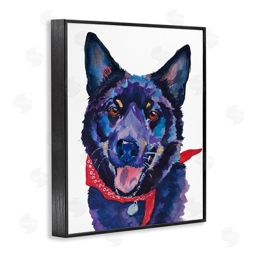 Tatiana Roberts Black Dog with Bandana Black Framed Giclee Wall Art Print