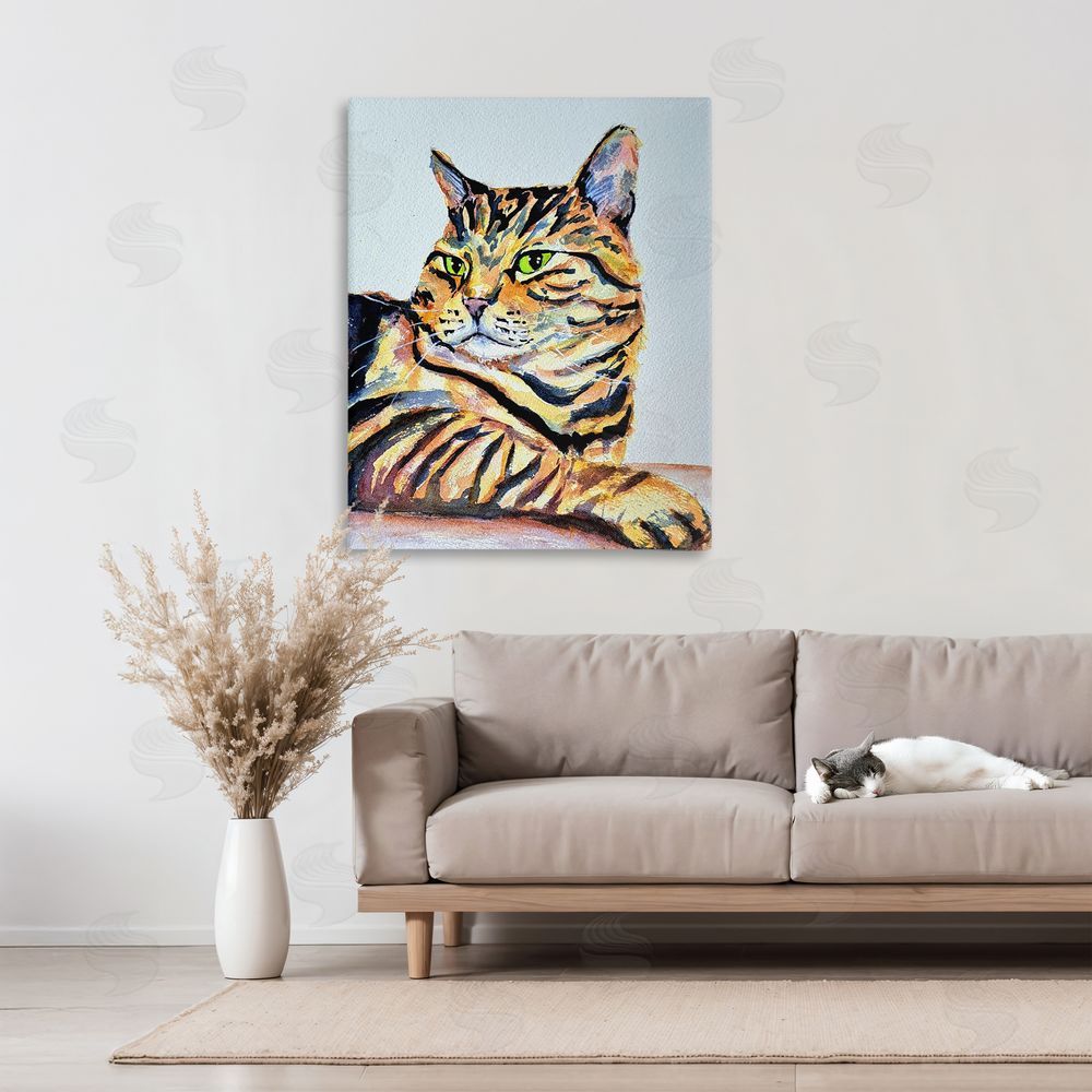 Tatiana Roberts Striped Orange Cat Pose Canvas Art on Wall