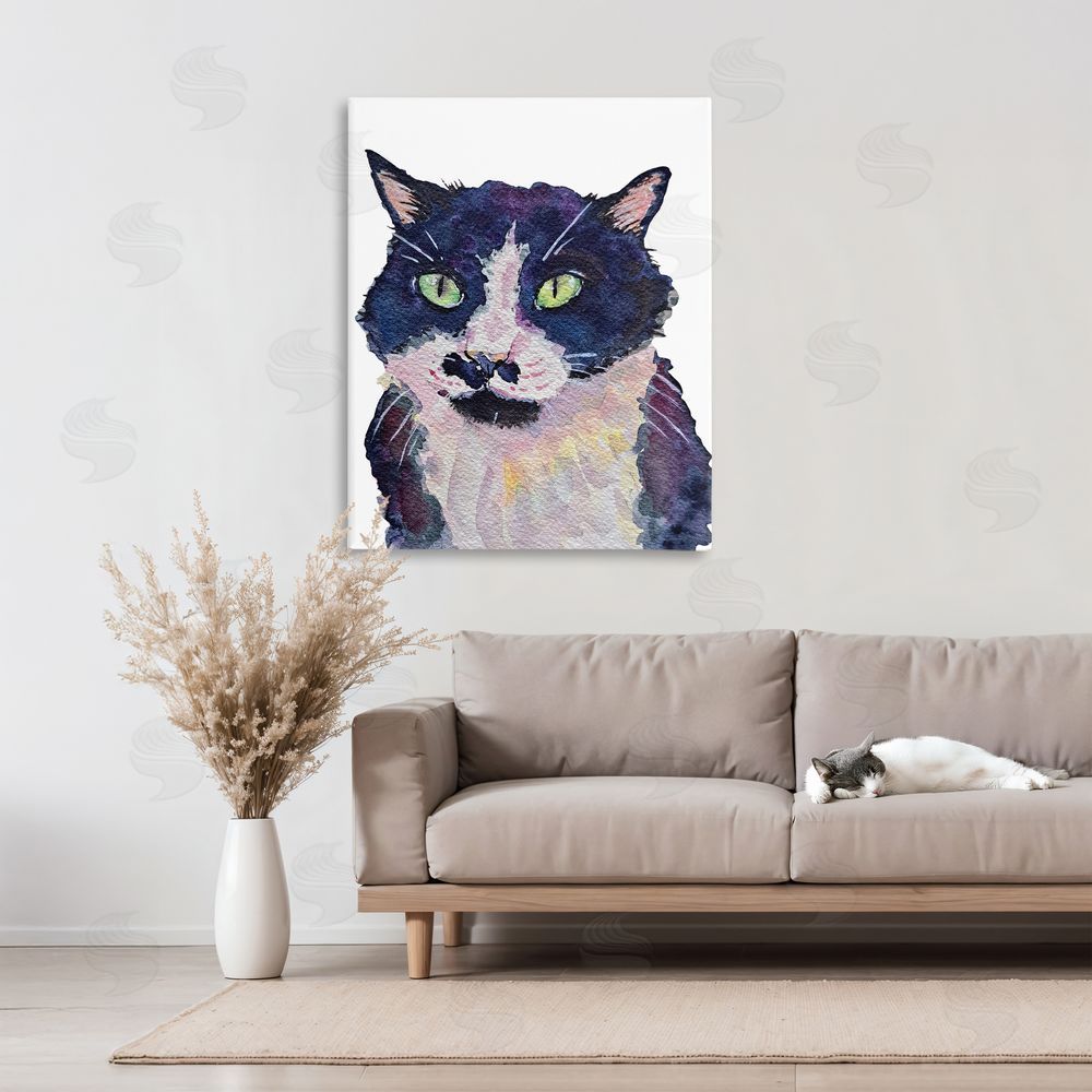Tatiana Roberts Tuxedo Cat Painting Canvas Art on Wall