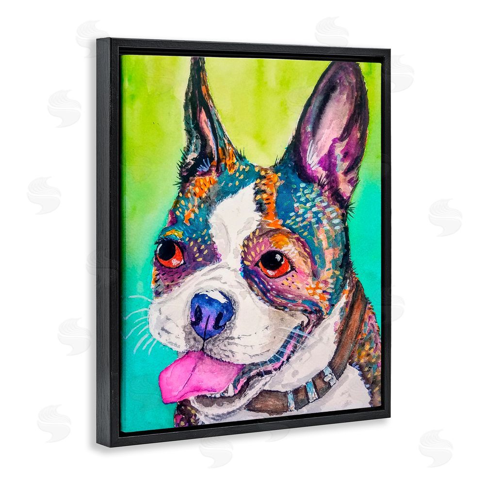 Tatiana Roberts Bright & Vibrant French Bulldog Black Floating Frame Canvas Wall Art Print