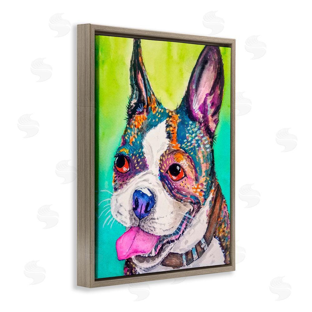 Tatiana Roberts Bright & Vibrant French Bulldog Brown Floating Frame Canvas Wall Art Print
