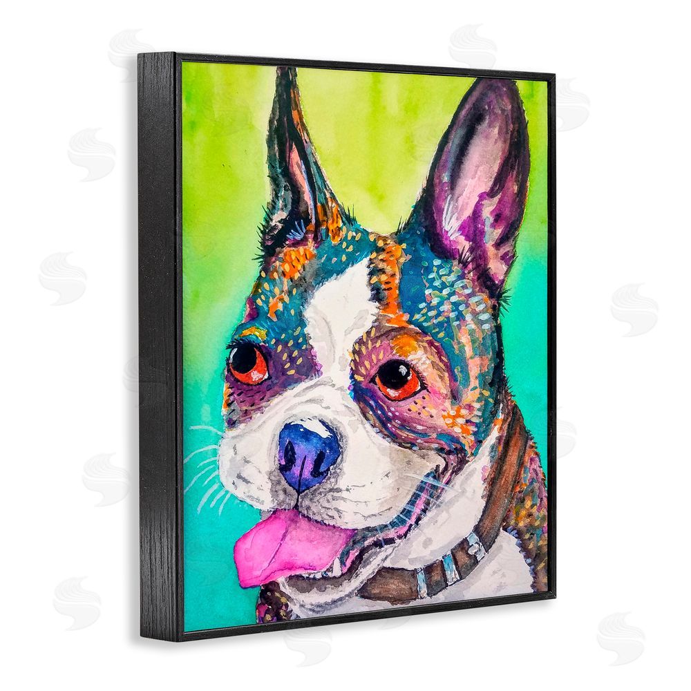 Tatiana Roberts Bright & Vibrant French Bulldog Black Framed Giclee Wall Art Print