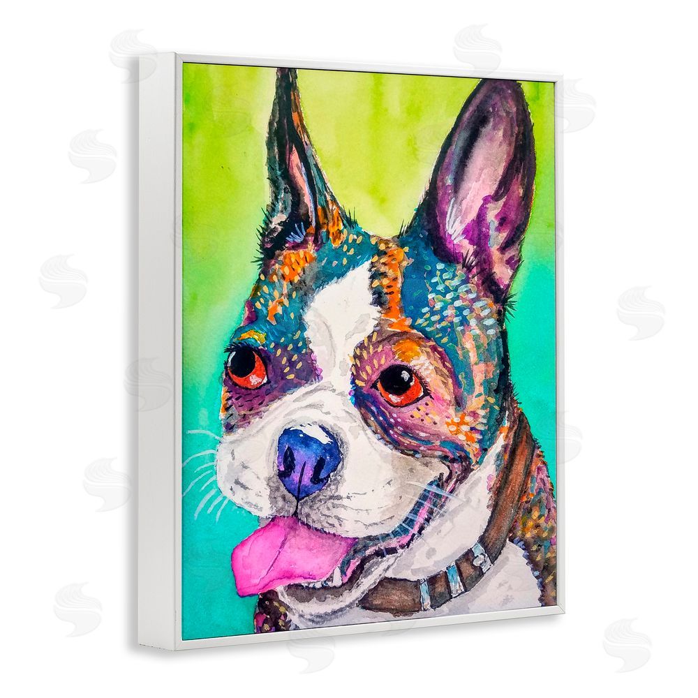 Tatiana Roberts Bright & Vibrant French Bulldog White Framed Giclee Wall Art Print