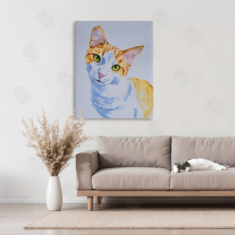 Tatiana Roberts Gazing Orange Cat Portrait Canvas Art on Wall