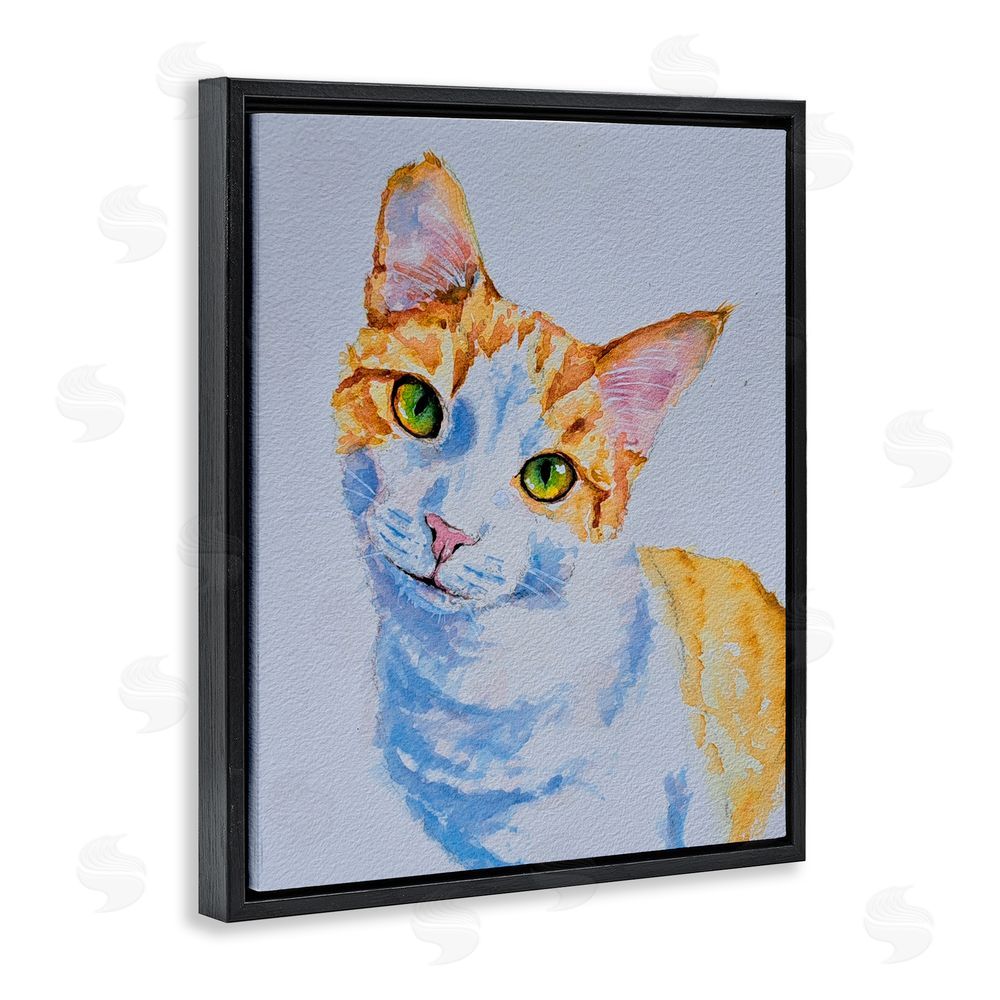 Tatiana Roberts Gazing Orange Cat Portrait Black Floating Frame Canvas Wall Art Print