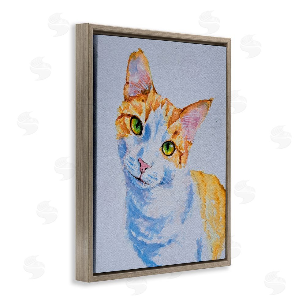 Tatiana Roberts Gazing Orange Cat Portrait Brown Floating Frame Canvas Wall Art Print