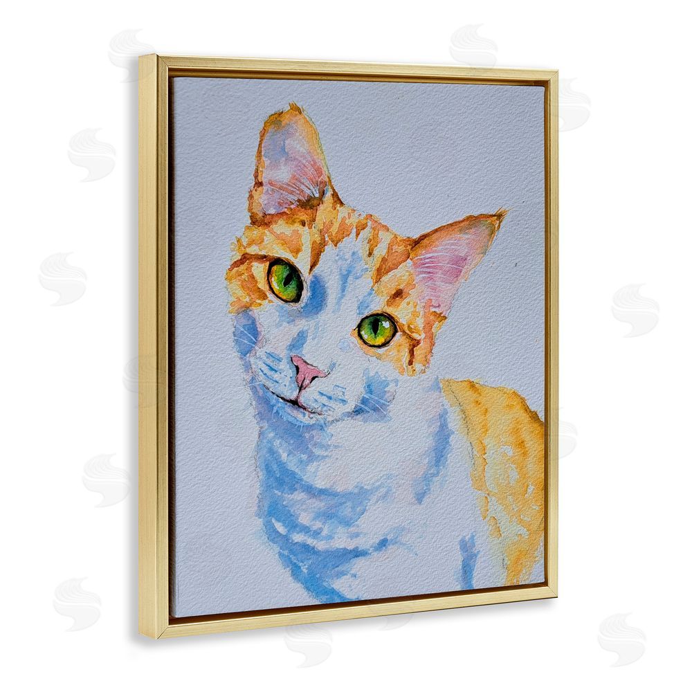 Tatiana Roberts Gazing Orange Cat Portrait Gold Floating Frame Canvas Wall Art Print