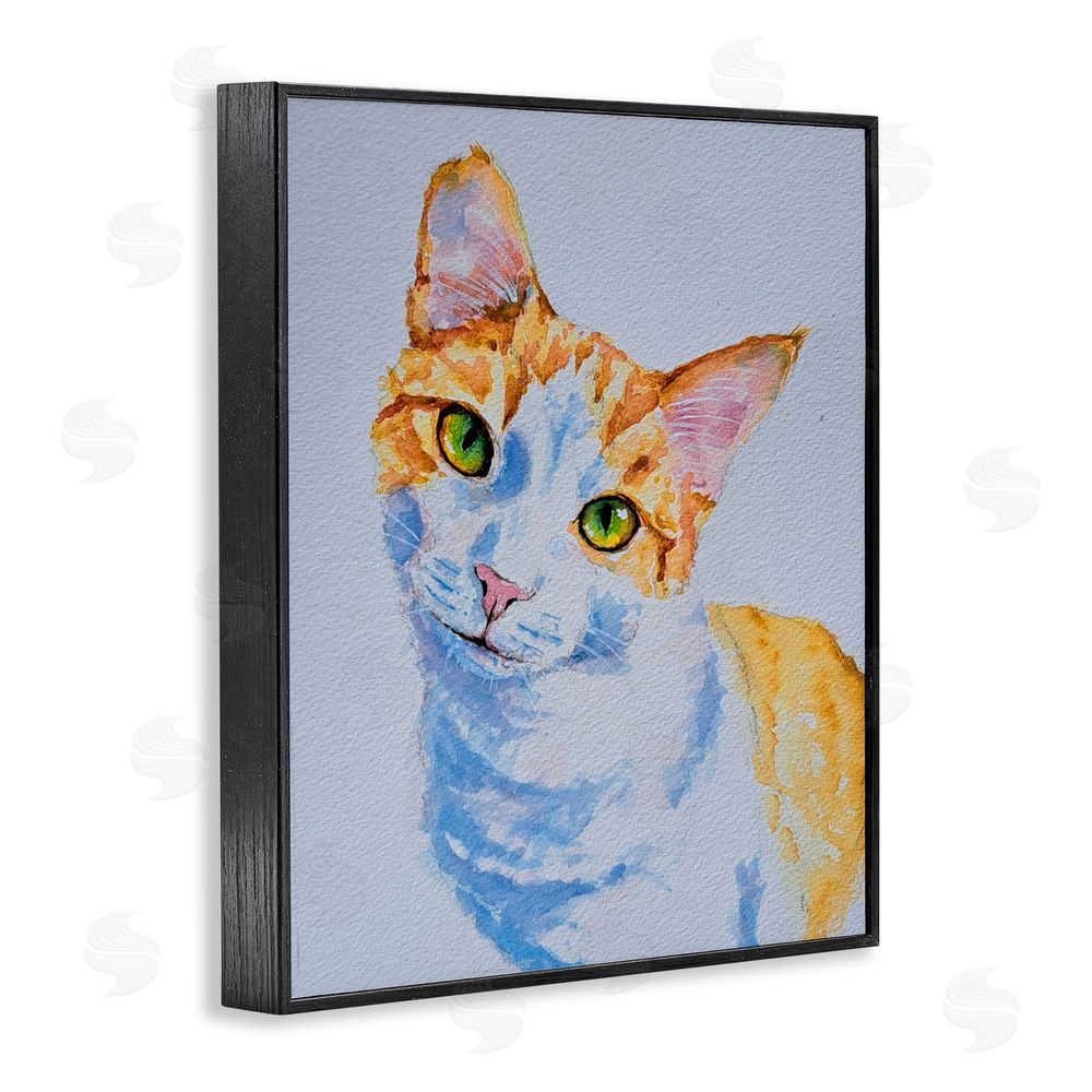 Tatiana Roberts Gazing Orange Cat Portrait Black Framed Giclee Wall Art Print