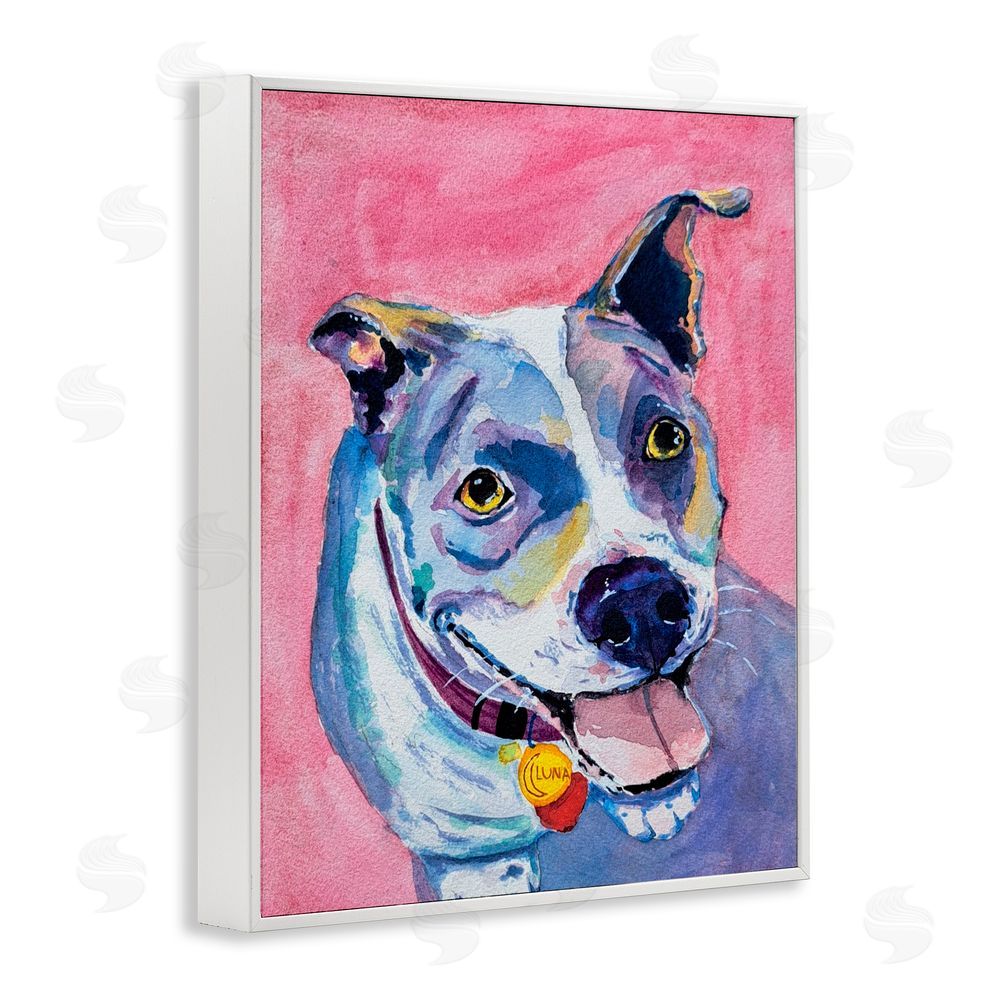 Tatiana Roberts Happy Dog Expression White Framed Giclee Wall Art Print