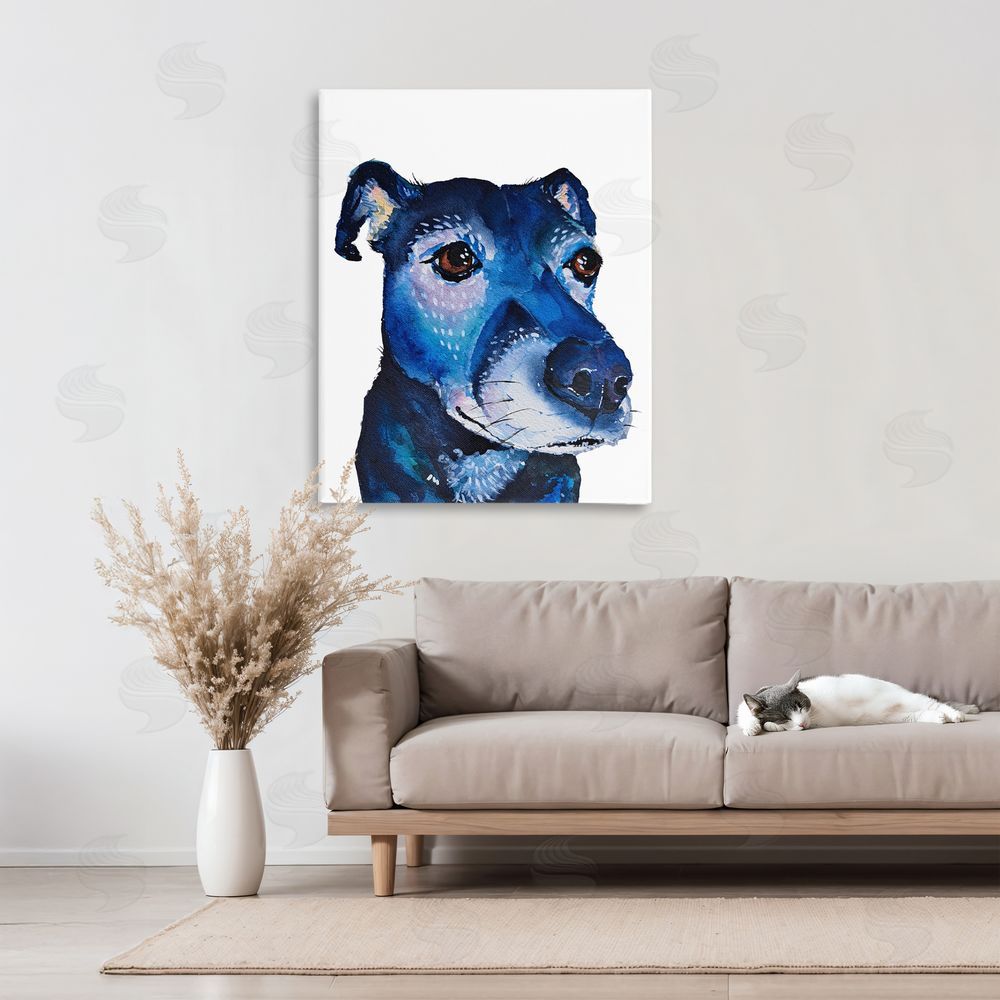Tatiana Roberts Expressive Blue Dog Canvas Art on Wall