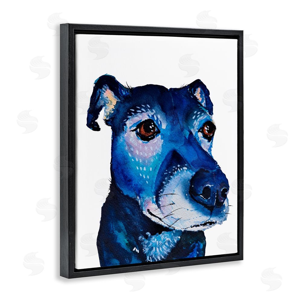 Tatiana Roberts Expressive Blue Dog Black Floating Frame Canvas Wall Art Print