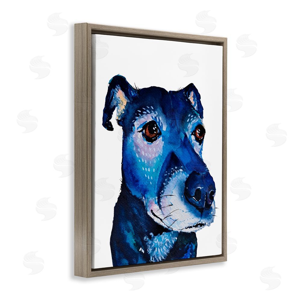 Tatiana Roberts Expressive Blue Dog Brown Floating Frame Canvas Wall Art Print
