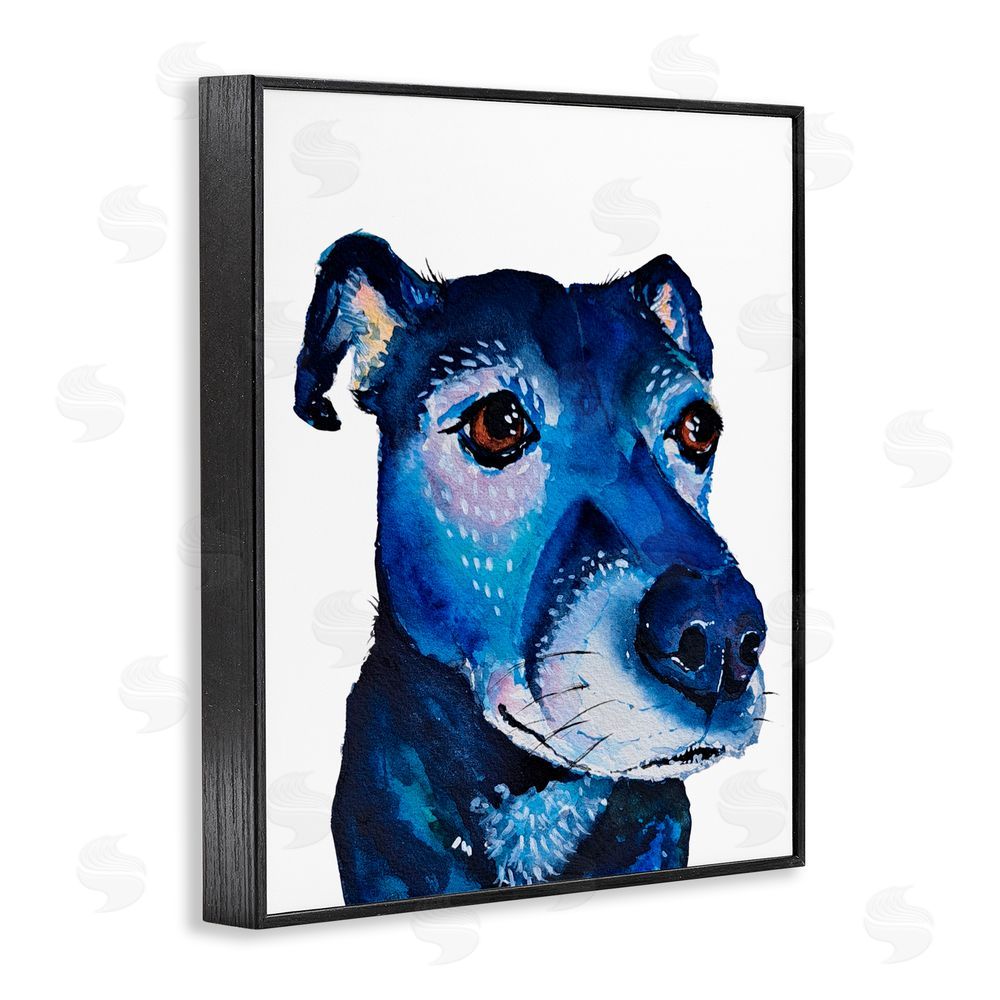 Tatiana Roberts Expressive Blue Dog Black Framed Giclee Wall Art Print