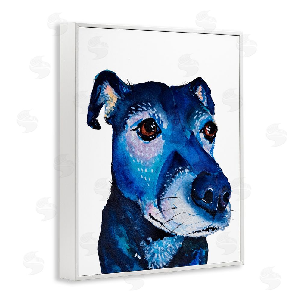 Tatiana Roberts Expressive Blue Dog White Framed Giclee Wall Art Print