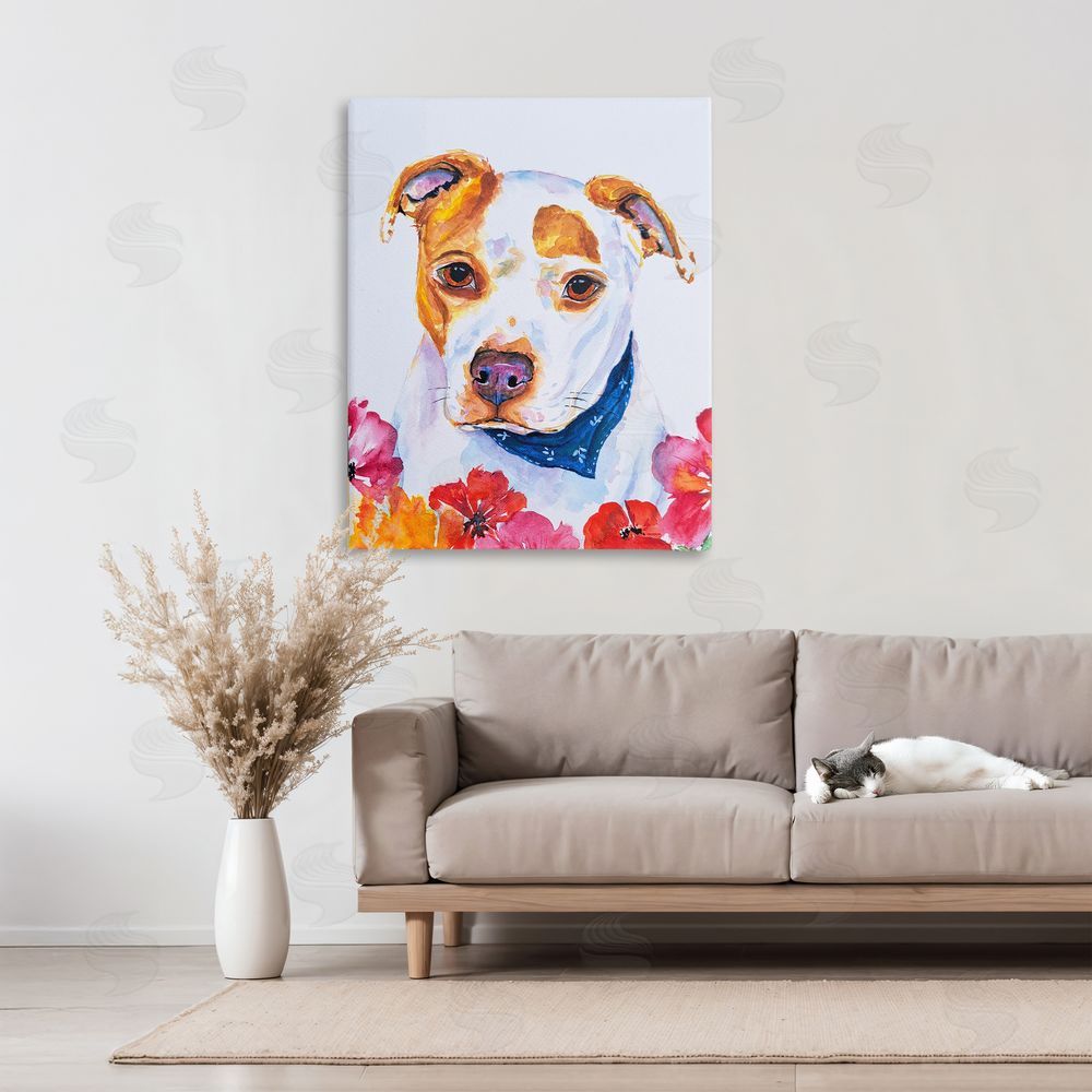 Tatiana Roberts Spotted Puppy with Blossoms Canvas Art on Wall