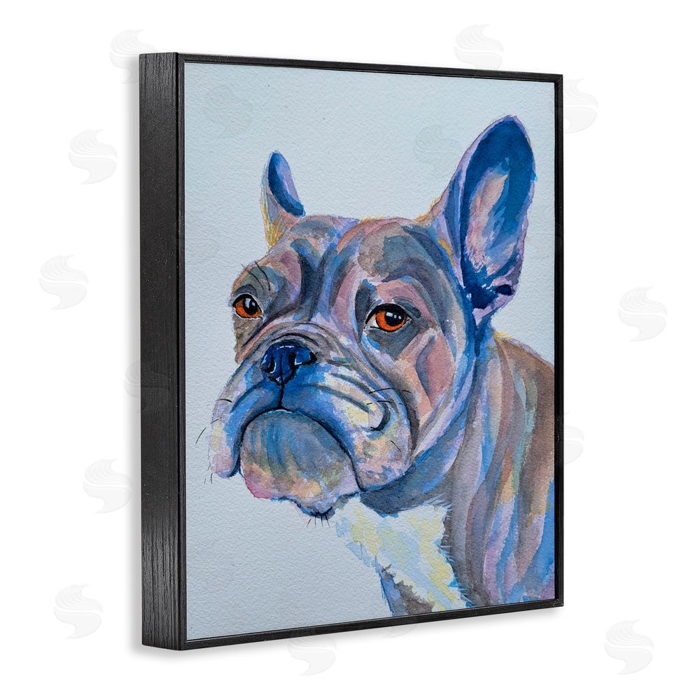 Tatiana Roberts Bulldog Watercolor Portrait Black Framed Giclee Wall Art Print