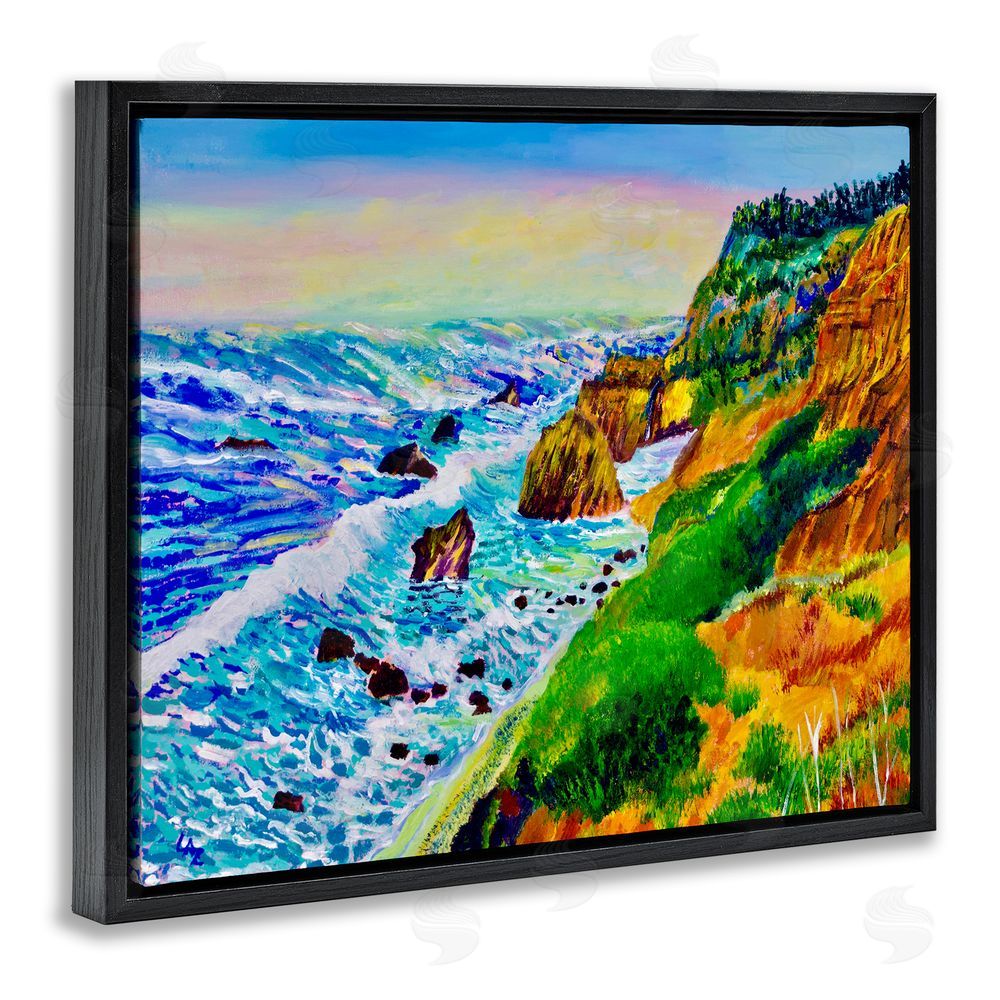 Lee Ann Zirbes Coastal Daydream Waves Black Floating Frame Canvas Wall Art Print