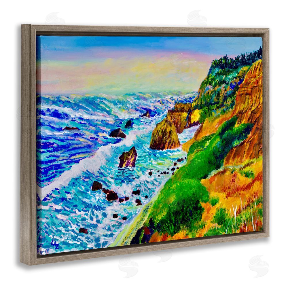 Lee Ann Zirbes Coastal Daydream Waves Brown Floating Frame Canvas Wall Art Print