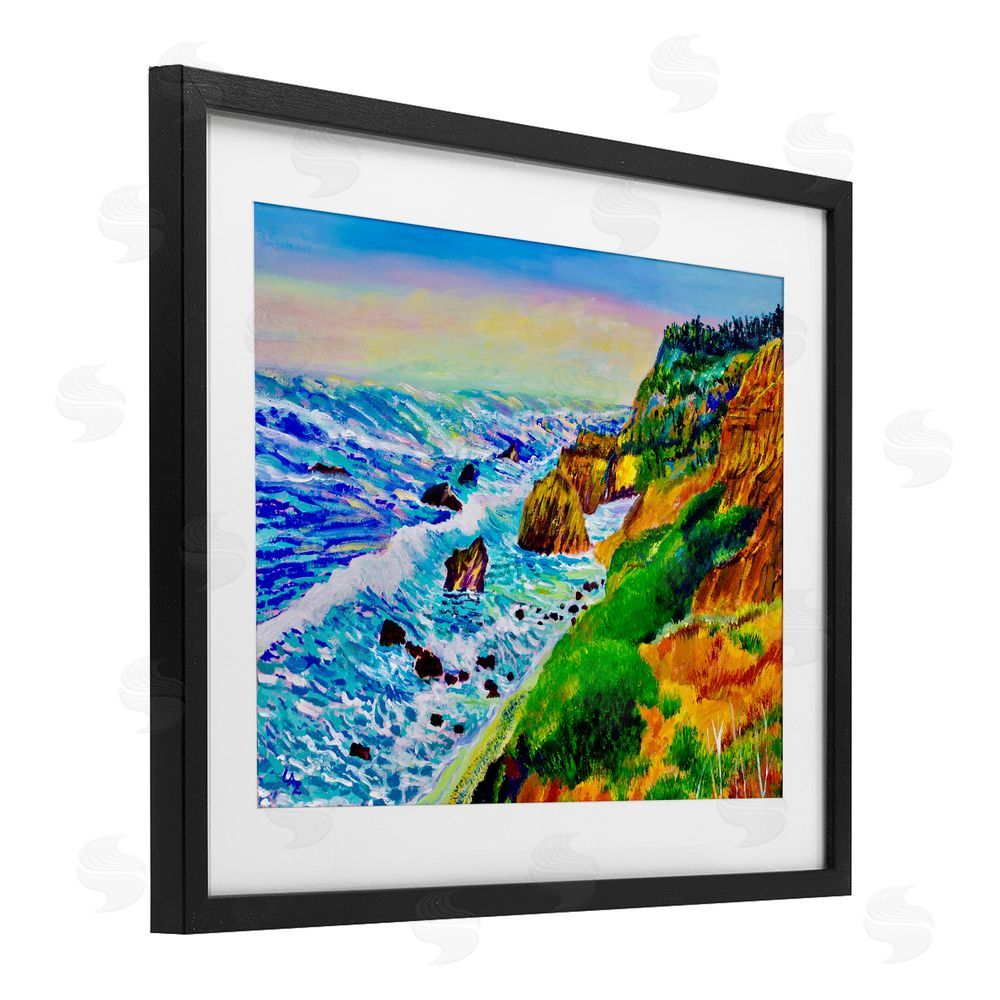 Lee Ann Zirbes Coastal Daydream Waves Black Framed Print Under Glass with White Mat Wall Art