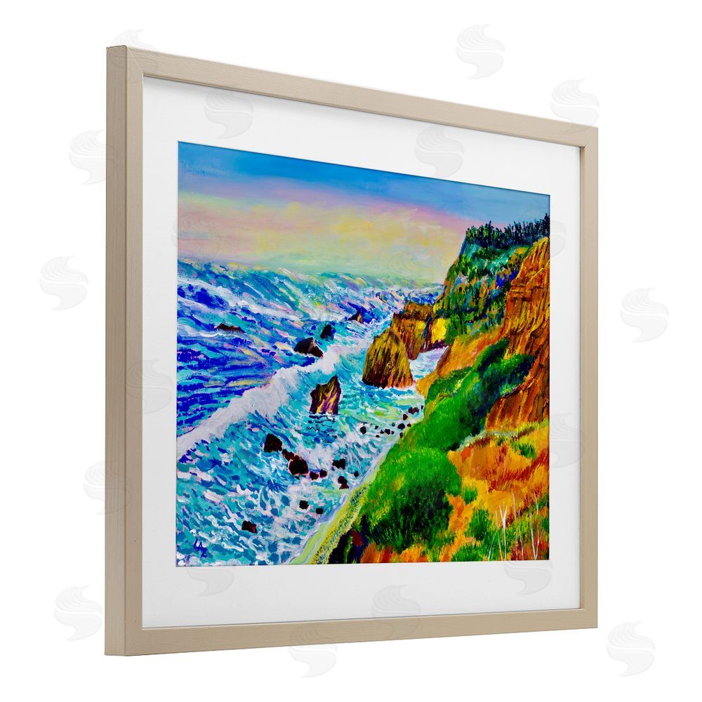 Lee Ann Zirbes Coastal Daydream Waves Birch Framed Print Under Glass with White Mat Wall Art