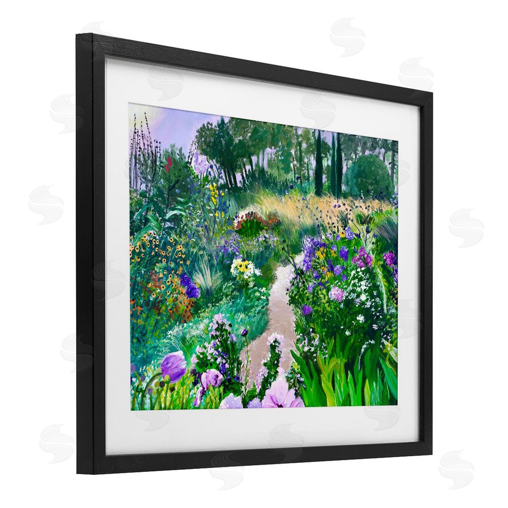 Lee Ann Zirbes Path to Country Gardens Black Framed Print Under Glass with White Mat Wall Art