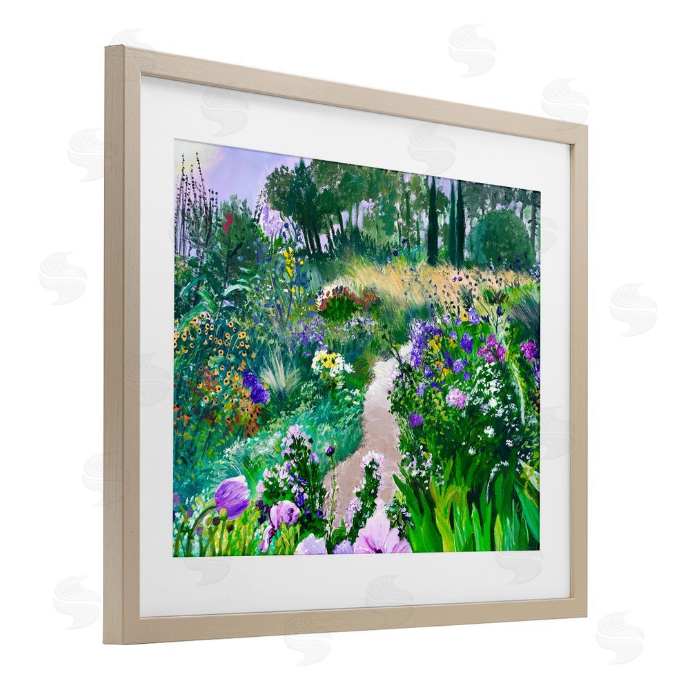 Lee Ann Zirbes Path to Country Gardens Birch Framed Print Under Glass with White Mat Wall Art