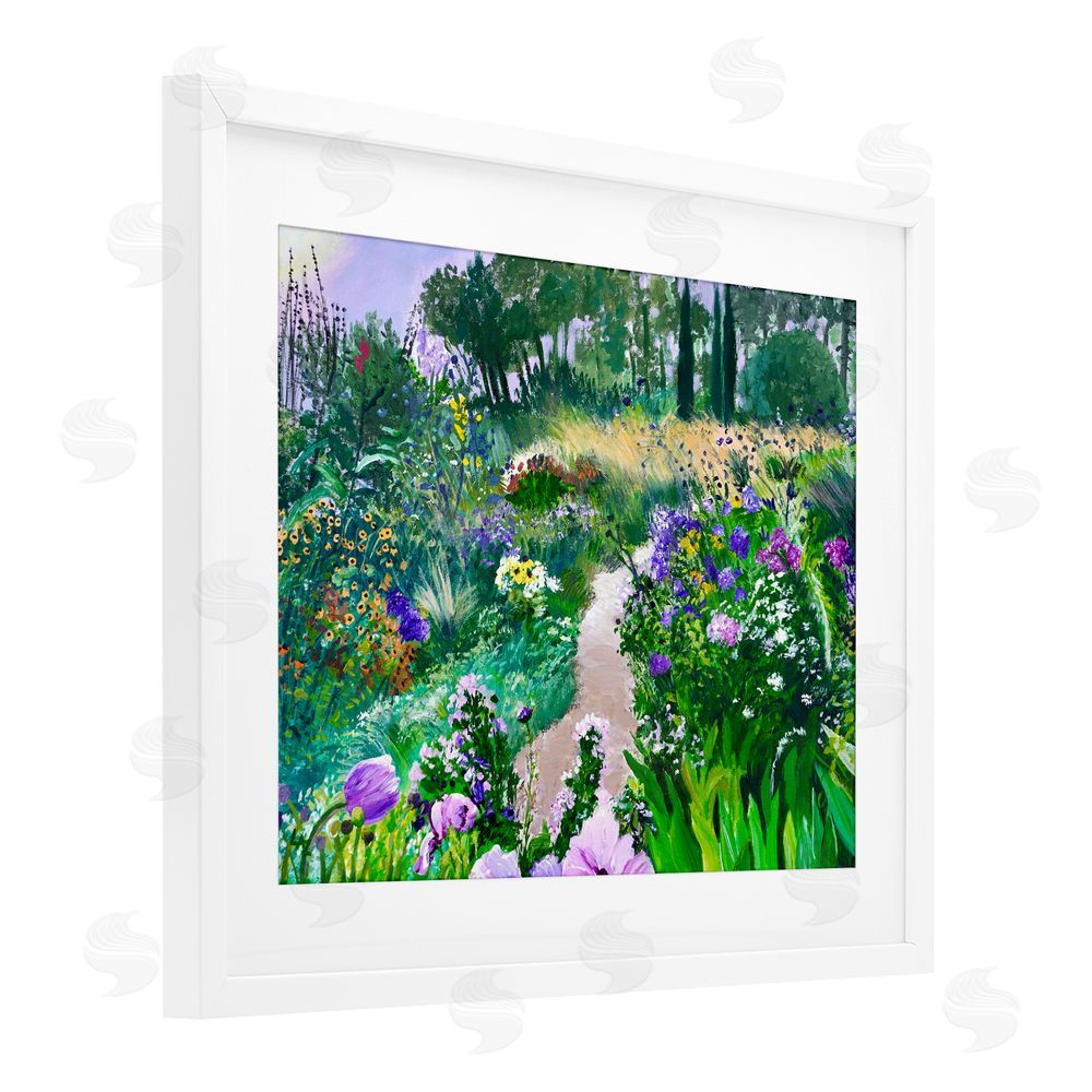 Lee Ann Zirbes Path to Country Gardens White Framed Print Under Glass with Mat Wall Art