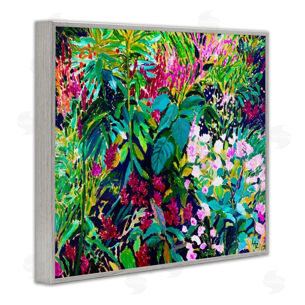 Lee Ann Zirbes Lush & Vibrant Tropical Leaves Gray Framed Giclee Wall Art Print