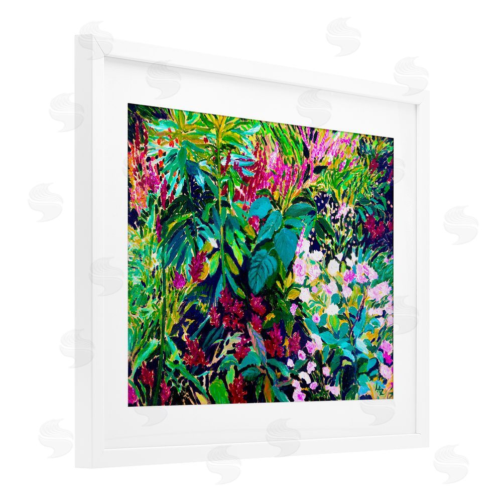 Lee Ann Zirbes Lush & Vibrant Tropical Leaves White Framed Print Under Glass with Mat Wall Art