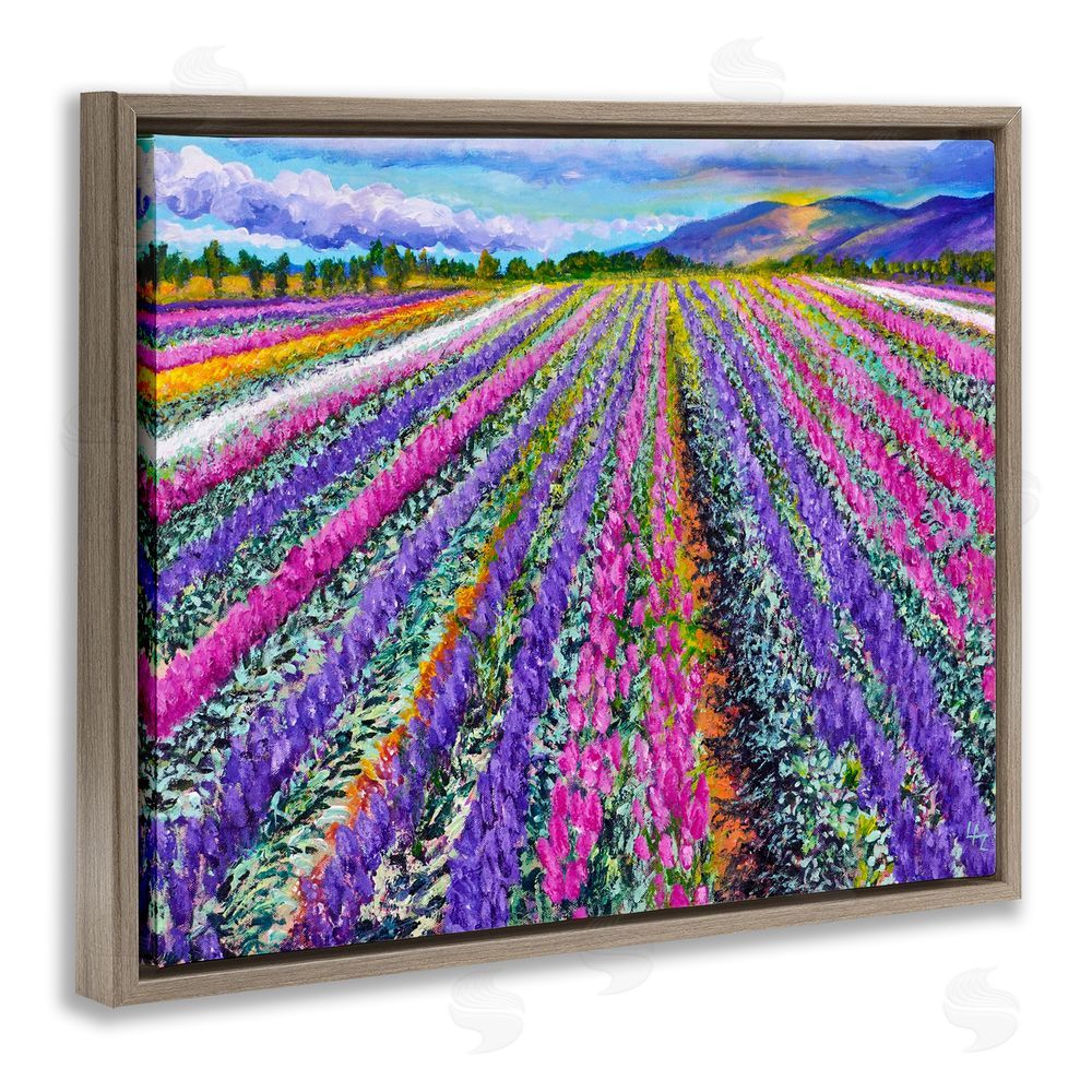 Lee Ann Zirbes Fragrant Lavender Farm Brown Floating Frame Canvas Wall Art Print