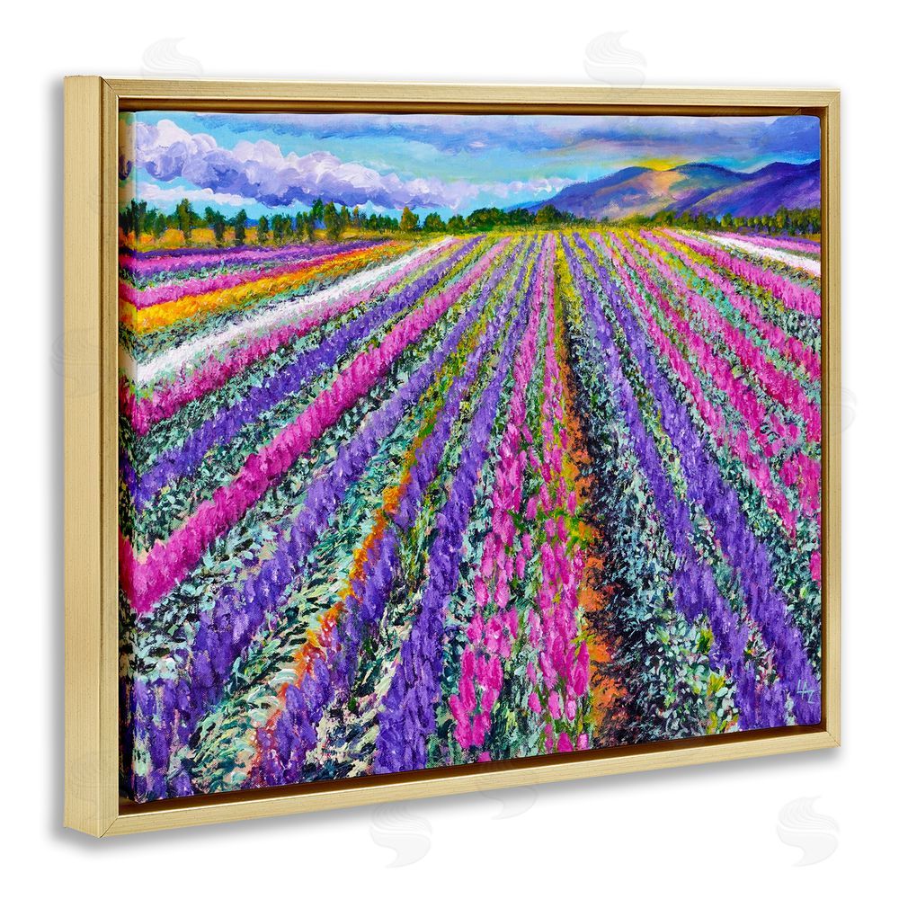 Lee Ann Zirbes Fragrant Lavender Farm Gold Floating Frame Canvas Wall Art Print