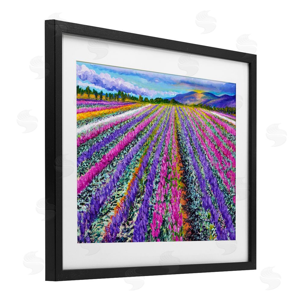 Lee Ann Zirbes Fragrant Lavender Farm Black Framed Print Under Glass with White Mat Wall Art