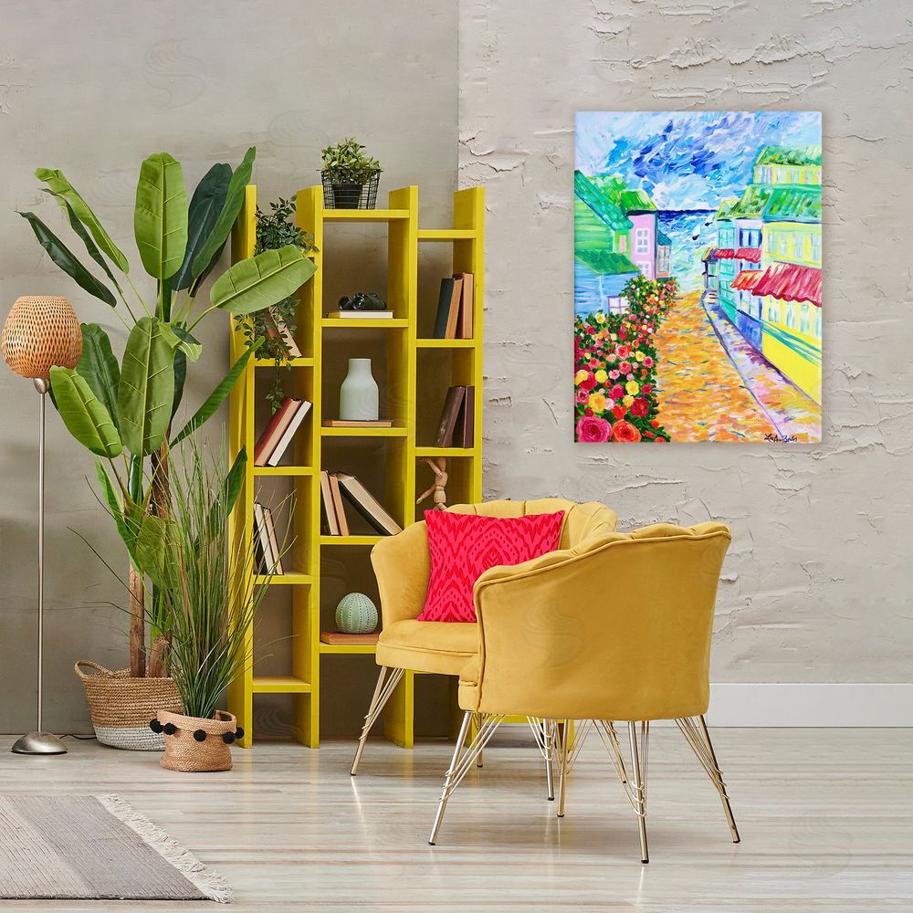 Lee Ann Zirbes Vibrant Sea Village Canvas Art on Wall