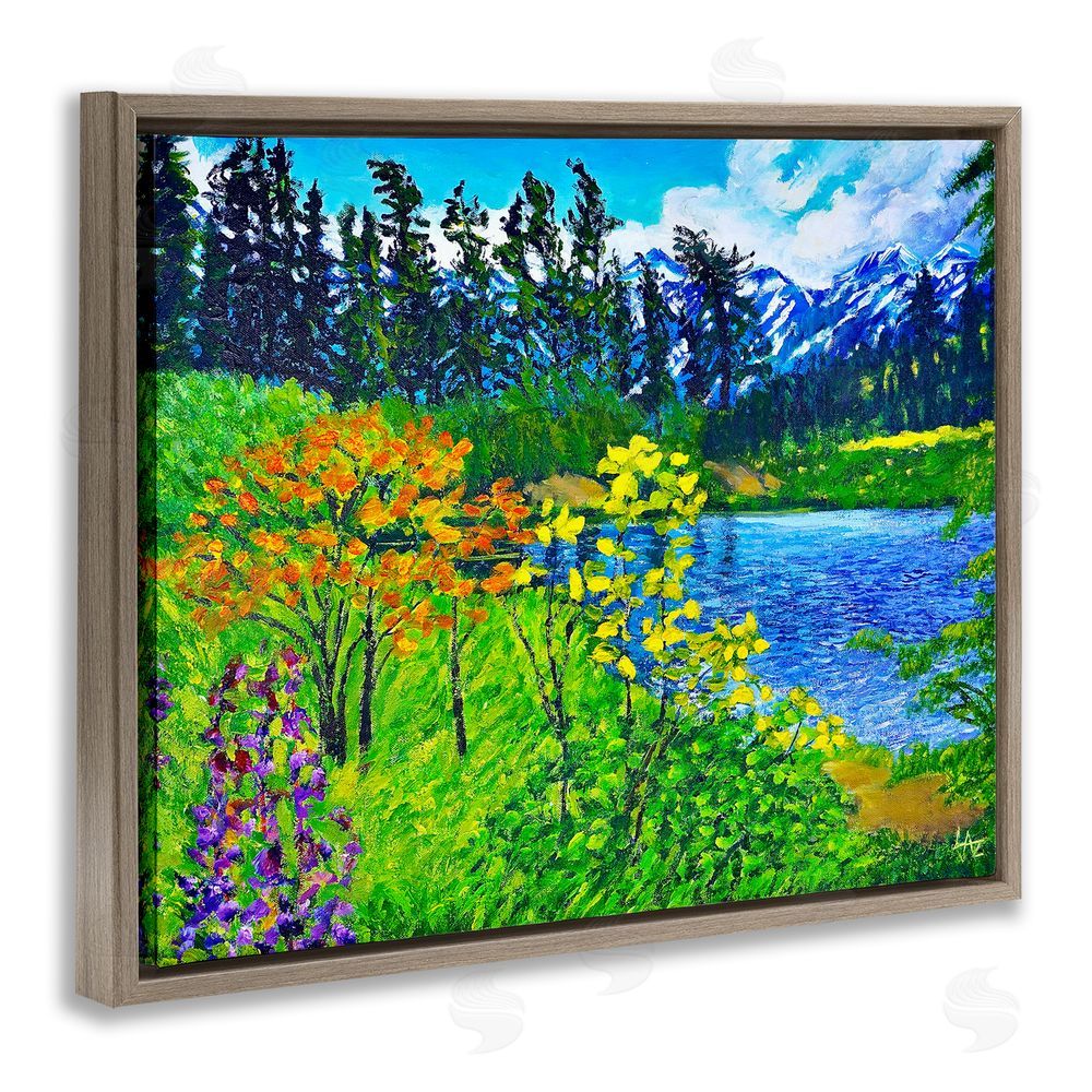 Lee Ann Zirbes Hidden Lake Scenery Brown Floating Frame Canvas Wall Art Print