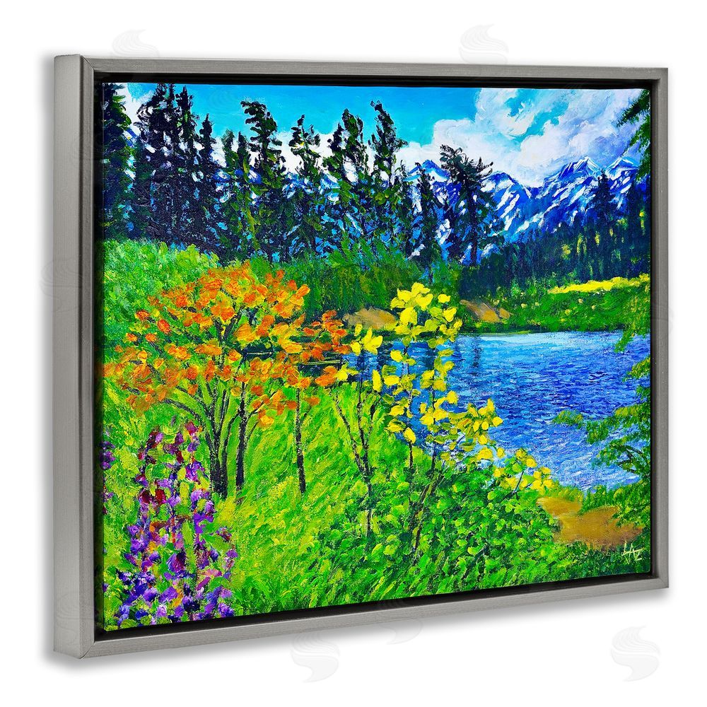 Lee Ann Zirbes Hidden Lake Scenery Gray Floating Frame Canvas Wall Art Print