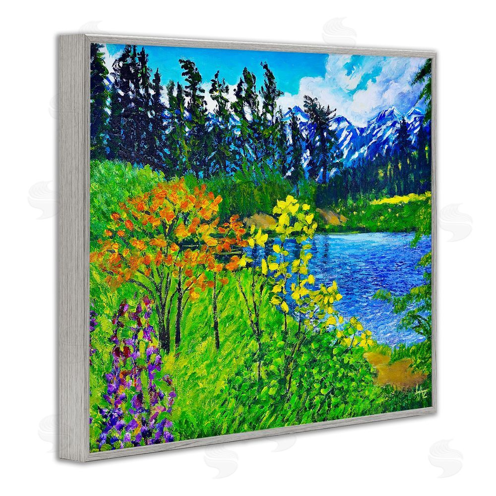 Lee Ann Zirbes Hidden Lake Scenery Gray Framed Giclee Wall Art Print
