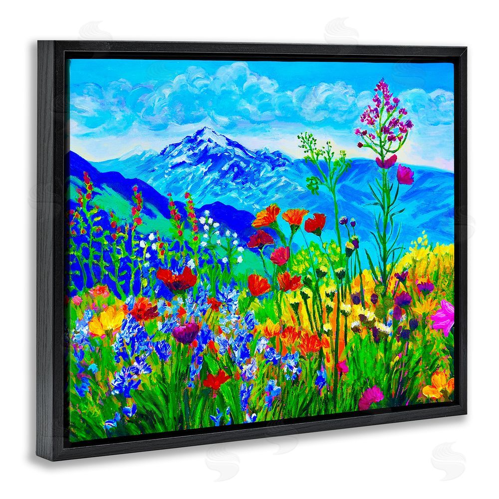 Lee Ann Zirbes Floral Mountain Outlook Black Floating Frame Canvas Wall Art Print