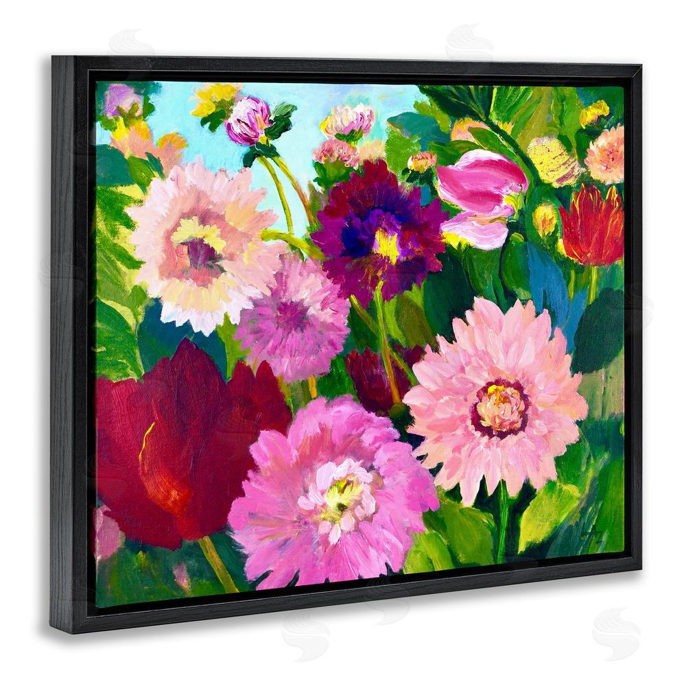 Lee Ann Zirbes Tea Garden Mums Black Floating Frame Canvas Wall Art Print