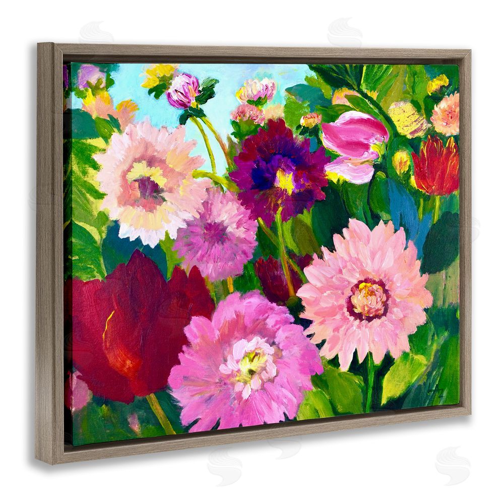 Lee Ann Zirbes Tea Garden Mums Brown Floating Frame Canvas Wall Art Print